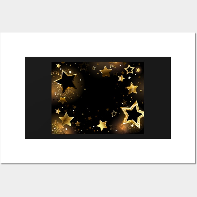 Black background with gold stars Wall Art by Blackmoon9